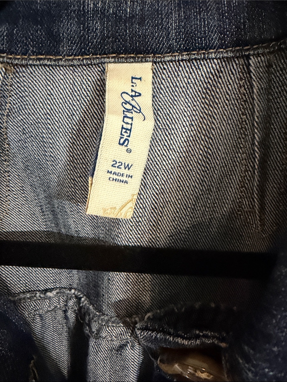 L.A. Blues Women's Dark Blue Denim Jacket with Large Buttons - Picture 2 of 6